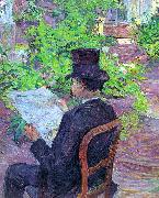  Henri  Toulouse-Lautrec Desire Dihau Reading a Newspaper in the Garden painting